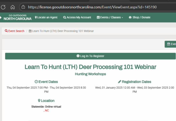 Learn to Hunt (LTH): Deer Processing 101 Webinar
